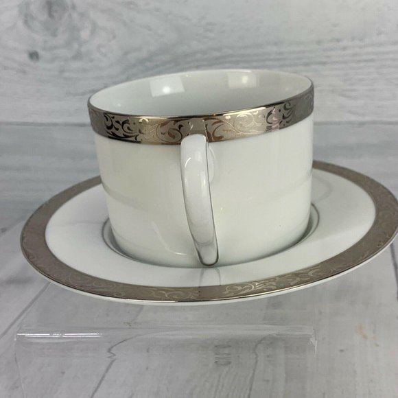Nikko PLATINUM FILIGREE White Cup Saucer Set - Picture 5 of 9